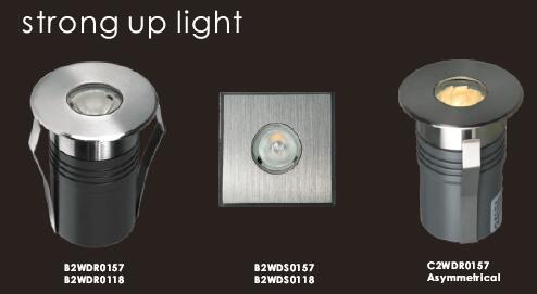 1 * 2W Okrągłe, symetryczne, wpuszczane światła punktowe LED o mocy IP67 1