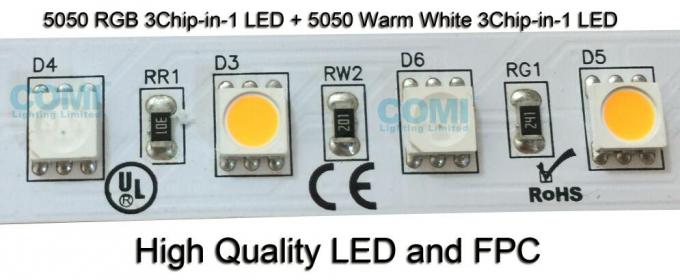 RGB + ciepłe białe paski świetlne LED zmieniające kolor, ściemnialne paski LED 24VDC 1