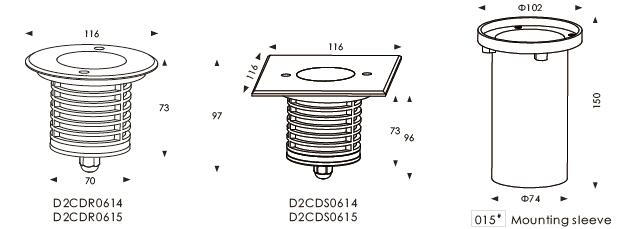 D2CDR0614 D2CDR0615 24 V lub 110 ~ 240 V Gładka powierzchnia światła wyjściowego SMD LED Lampa do gruntu 1.2 W 1.8 W Zewnętrzna klasa ochrony IP67 2