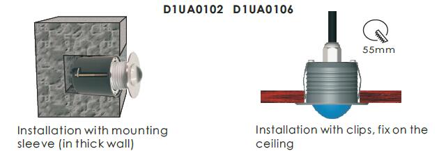 1*2W lub 3W IP65 Wpuszczane światła schodowe LED Indoor 316 SUS Płyta przednia ze stali nierdzewnej 2