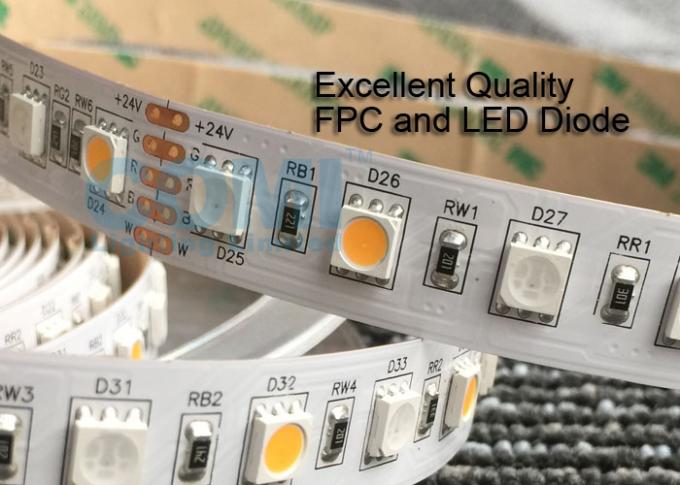 24V RGB + ciepłe białe elastyczne taśmy LED 72 diody LED / M Dopuszczalne OEM / ODM 2