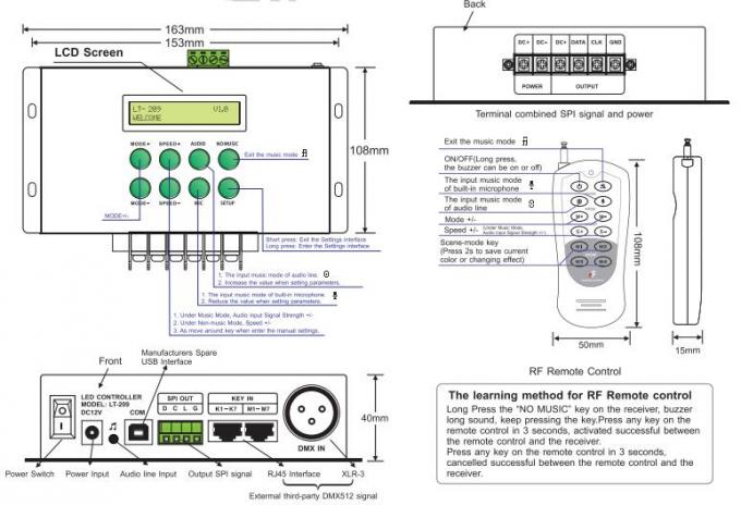 LED Digital Pixel Kontroler LED Music Kontroler DMX Obsługa matrycy / trybu liniowego 0