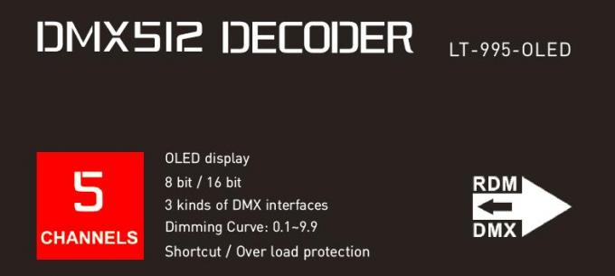 6A * 5 kanałów Dekoder Led Dmx do lamp LED Rozdzielczość 16bit / 8bit Opcjonalnie 1